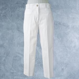 ANN TAYLOR White Slim Cropped Pant Size 8 Mid Rise Business Casual